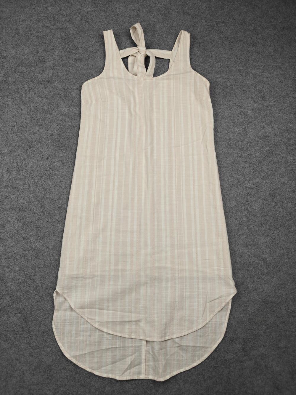 Cloth & Stone Dress Womens XS Beige Striped Long Sundress Tie Back Strappy Lined